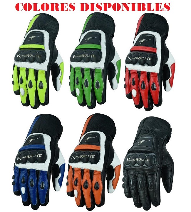 GUANTES PUÑOS CORTOS DE MOTO EN PIEL ANILINA CON PROTECCIONES DE ACERO INOXIDABLE