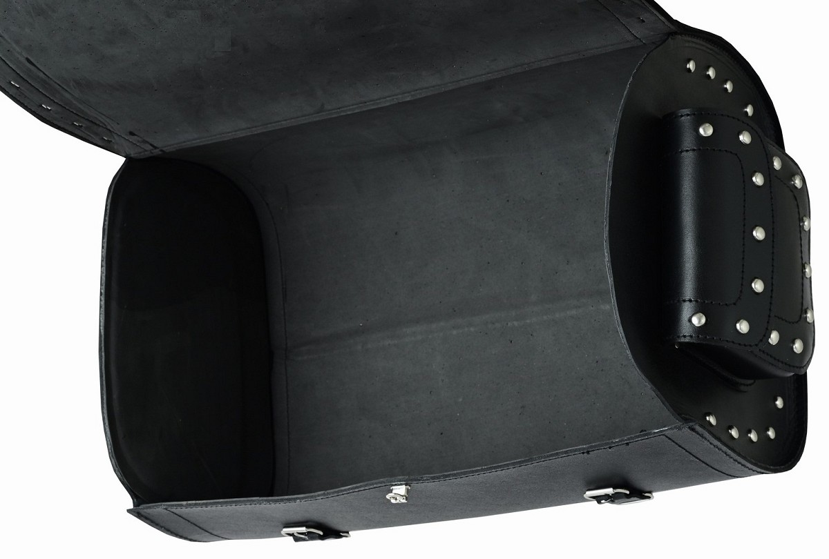 BAÚL DE MOTO TRASERO EN CUERO RIGIDO, LAMINADO PARA DOS CASCOS 65 LITROS