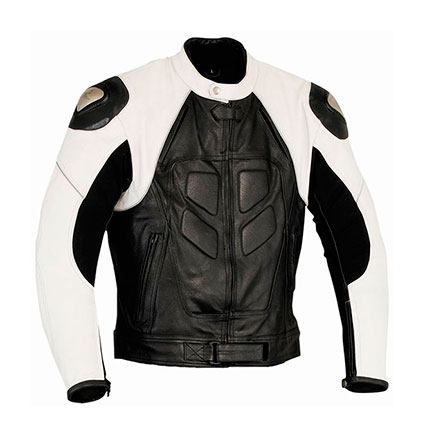 CHAQUETA DE PIEL PARA MOTO, CON PROTECTORES DE TITANIO