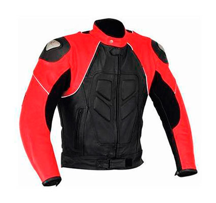 BLOUSON MOTO CUIR AVEC PROTECTIONS EN TITANE ET BOSSE