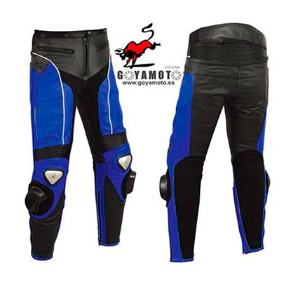 PANTALON DE MOTO CUIR AVEC PROTECTIONS C.E. ET TITANE