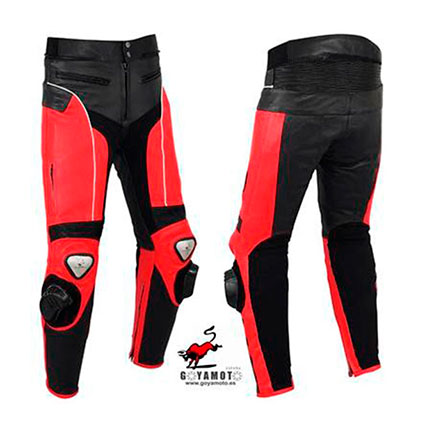 PANTALÓN DE MOTO EN PIEL CON PROTECCIONES DE TITANIO