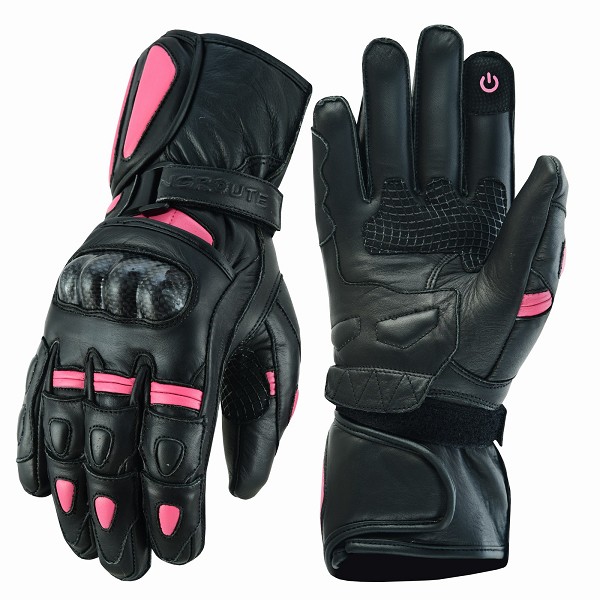 GUANTES DE MOTO RACING EN PIEL DE CHICAS CON FIBRA DE CARBONO C.E  HOMOLOGADOS