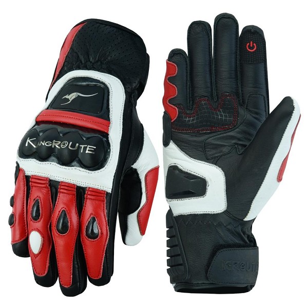 GUANTES PUÑOS CORTOS DE MOTO EN PIEL ANILINA CON PROTECCIONES DE ACERO INOXIDABLE