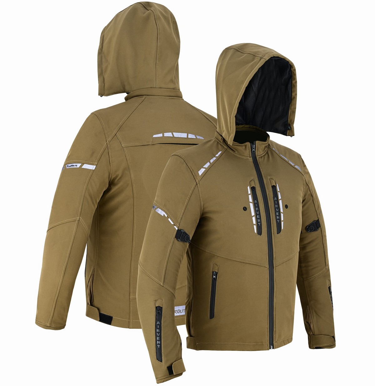 CHAQUETA DE MOTO UNISEX EN TEJIDO SOFTSHELL, NEOPRENO IMPERMEABLE, TÉRMICO Y PROTECTORES C.E.