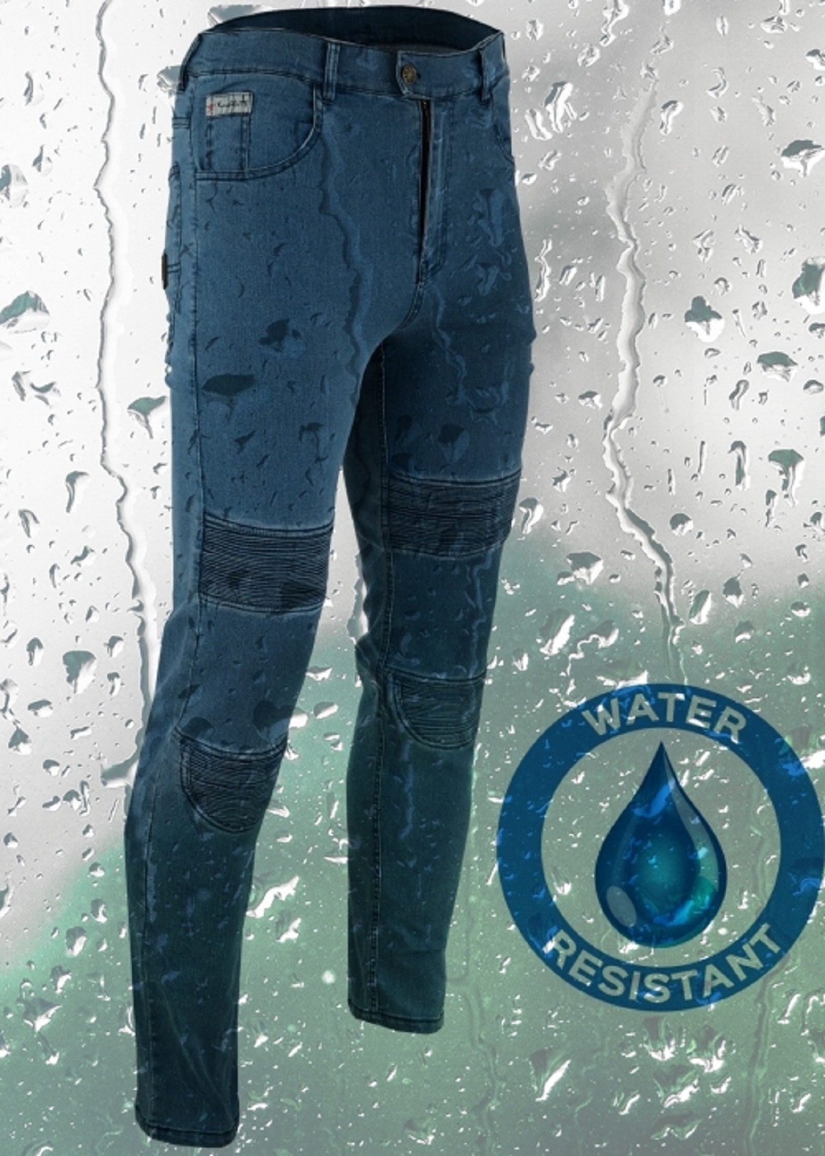PANTALÓN KEVLAR VAQUERO UNISEX FLEXIBLE Y ZONAS ELÁSTICAS CON TRATAMIENTO IMPERMEABLE Y PROTECCIONES C.E.