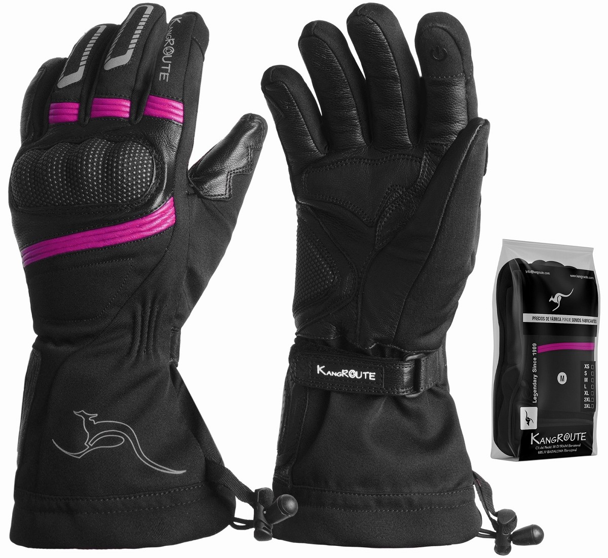 GUANTES DE MOTO INVERNALES PARA CHICAS DE PUÑO LARGO CON MEMBRANA IMPERMEABLE Y TÉRMICOS.