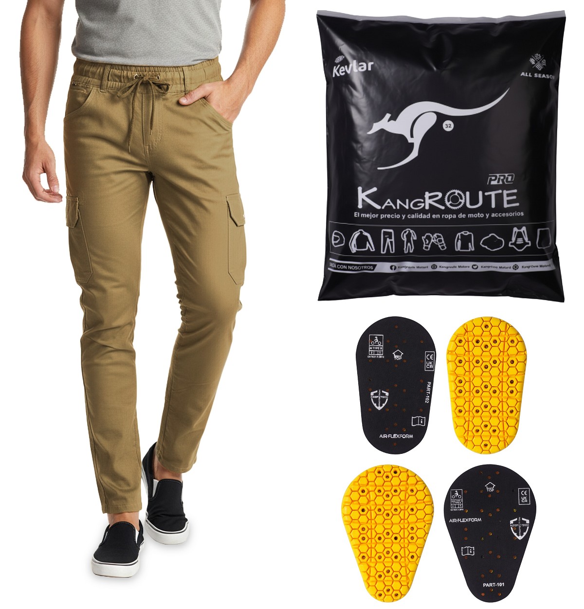 PANTALON DE MOTO VAQUERO ESTILO CHANDAL CARGO UNISEX, ELÁSTICO, 100% FORRADO EN KEVLAR® CON PROTECCIONES GEL CE NIVEL 2 PANTALON DE MOTO VAQUERO ESTILO CHANDAL CARGO UNISEX, ELÁSTICO, 100% FORRADO EN KEVLAR® CON PROTECCIONES GEL CE NIVEL 2