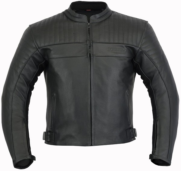 CHAQUETA DE MOTO EN CUERO CON FORRO Y PROTECCIONES DESMONTABLES