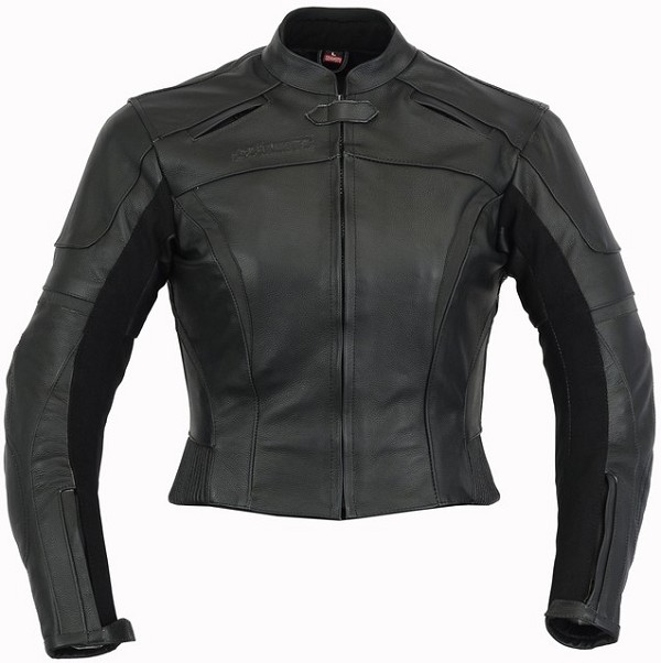 CHAQUETA DE PIEL PARA CHICAS MOTERAS CON PROTECCIONES DESMONTABLES