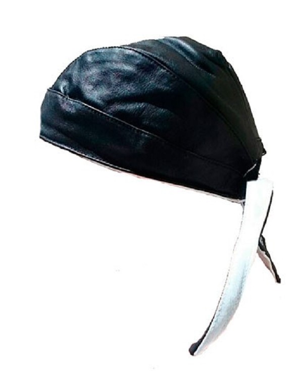 GORRA (BANDANA) DE PIEL PARA MOTO CUSTOM, DIBUJO USA, REVERSIBLE