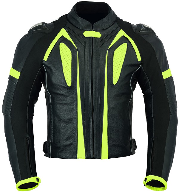 CHAQUETA DE CUERO CON PROTECTORES TPR TITANIO Y JOROBA AERODINÁMICA