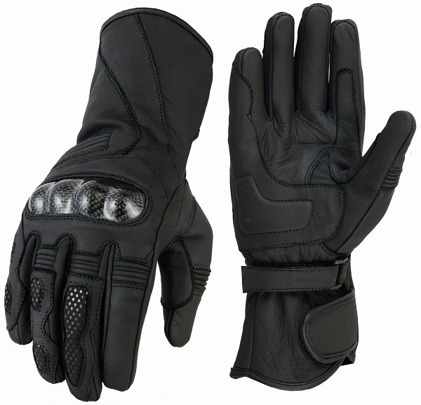 GUANTES DE CUERO MATE CON PROTECCIONES FIBRA DE CARBONO PARA MOTORISTAS