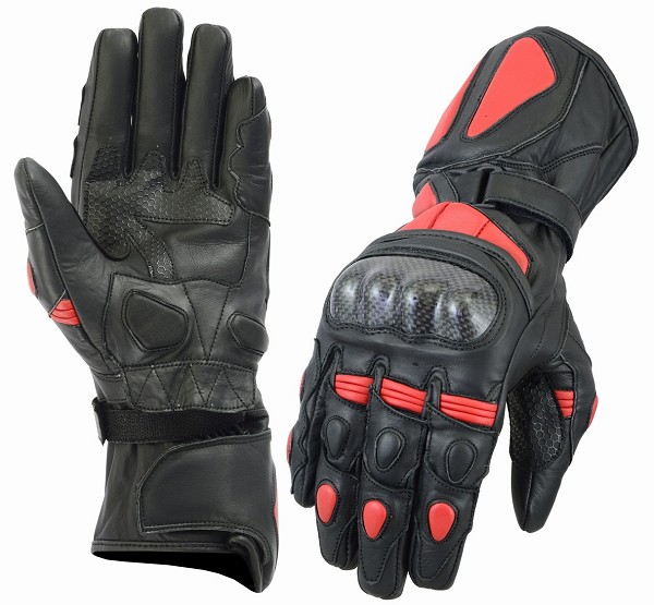 GUANTES DE PIEL CON PROTECCIONES DE FIBRA DE CARBONO PARA MOTORACING