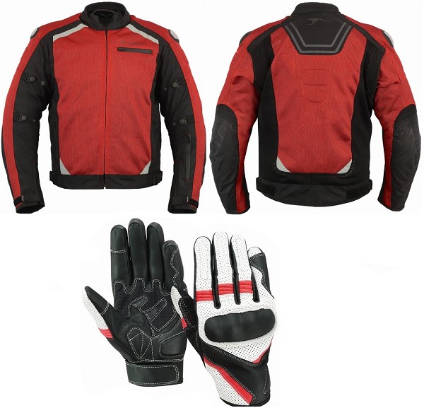 Pack de verano,chaqueta perforada de verano y guntes de moto para verano