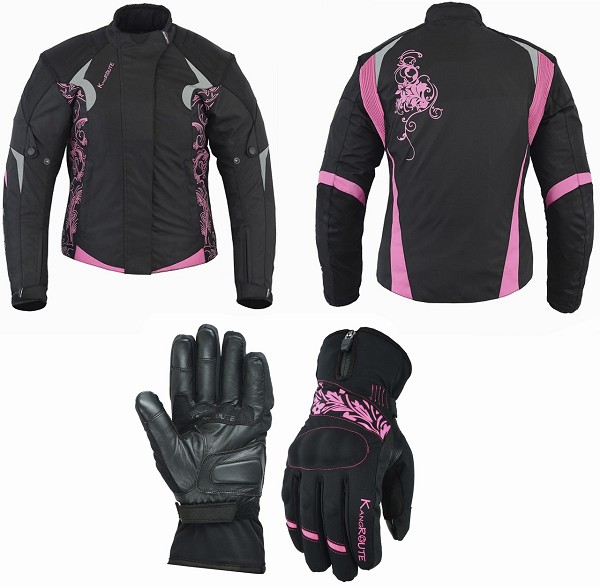 PACK DE CHAQUETA Y GUANTES DE MOTO PARA CHICAS DE INVIERNO, 100% IMPERMEABLES