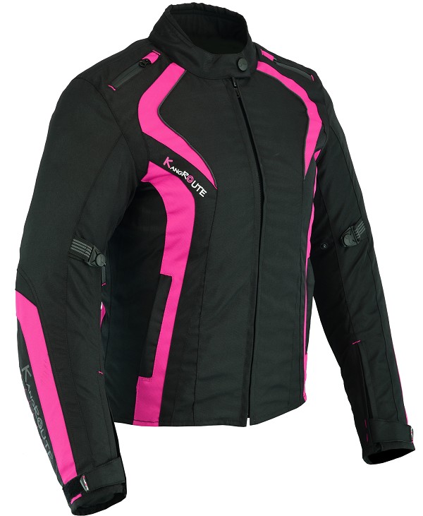 CHAQUETA DE MOTO EN CUERO PARA CHICAS CON PROTECCIONES DE TITANIO 169  FUCSIA/ROSA - Estilo Moto