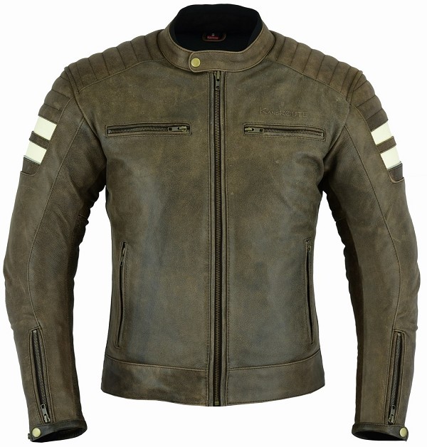 CHAQUETA DE MOTO EN CUERO CON FORRO Y PROTECCIONES DESMONTABLES