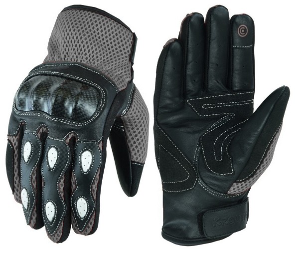 GUANTES DE VERANO PARA MOTORISTAS EN PIEL, MALLA Y FIBRA DE CARBONO