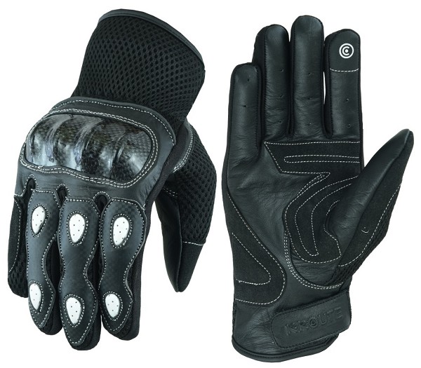 GUANTES DE VERANO PARA MOTORISTAS EN PIEL, MALLA Y FIBRA DE CARBONO