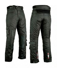 PANTALÓN DE MOTO EN CORDURA TEXTIL Y CUERO CON PROTECCIONES