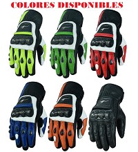 GUANTES PUÑOS CORTOS DE MOTO EN PIEL ANILINA CON PROTECCIONES DE ACERO INOXIDABLE