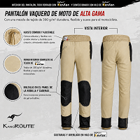 PANTALÓN VAQUERO CHÁNDAL DE MOTO UNISEX, ELÁSTICO, 100% FORRADO EN KEVLAR® Y CON PROTECCIONES GEL CE NIVEL 2.