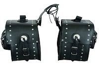 JUEGO DE ALFORJAS RÍGIDAS DE CUERO 3-4MM,  PARA MOTO CUSTOM Y HARLEY BIKERS 2X24 LITROS