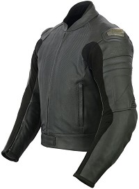 CHAQUETA MICROPERFORADA DE CUERO PARA MOTORISTAS CON PROTECTORES C.E.