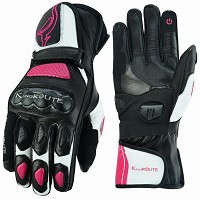 GUANTES DE MUJER DE MOTO EN PIEL ANILINA, PROTECTORES DE CARBONO Y ACERO INOXIDABLE
